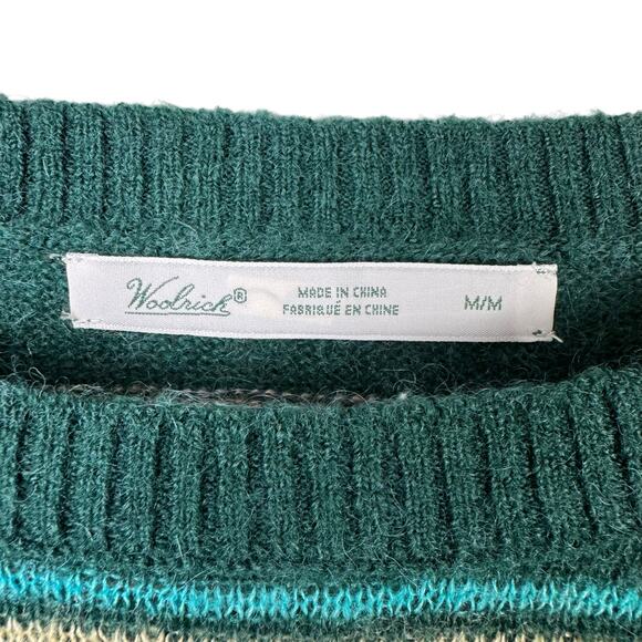 Woolrich Wool Mohair Blend Green Knit Sheep Print Pullover Sweater - Picture 11 of 13